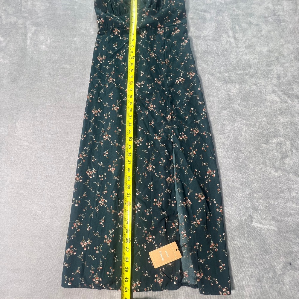 Shein Frenchy Womens Midi Dress M Green Teal Floral Sweetheart Slit Cottagecore - Picture 3 of 7